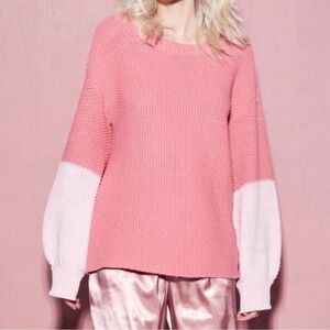 Wildfox Womens Cozy Pink Knit Sweater Size Small (relaxed) Galentines Valentines